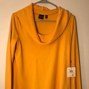 RAFAELLA Mustard yellow sweater with tassel hem